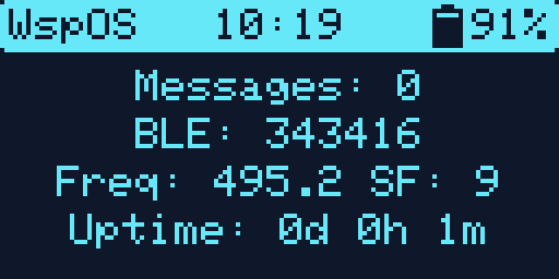 Whisper OS home screen with battery status