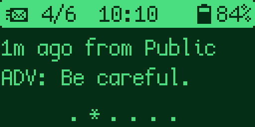 Whisper OS message view on a small screen