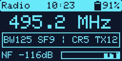 Whisper OS radio and repeater statistics screen
